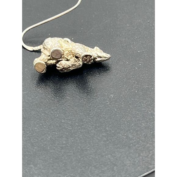 Sterling Silver Detailed 3D Grizzly Bear Animal Fur Charm Dangle Earrings 1” - Picture 4 of 11